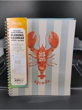 Blue Sky Weekly & Monthly Planning Calendar Jul 2025-Jun 2026